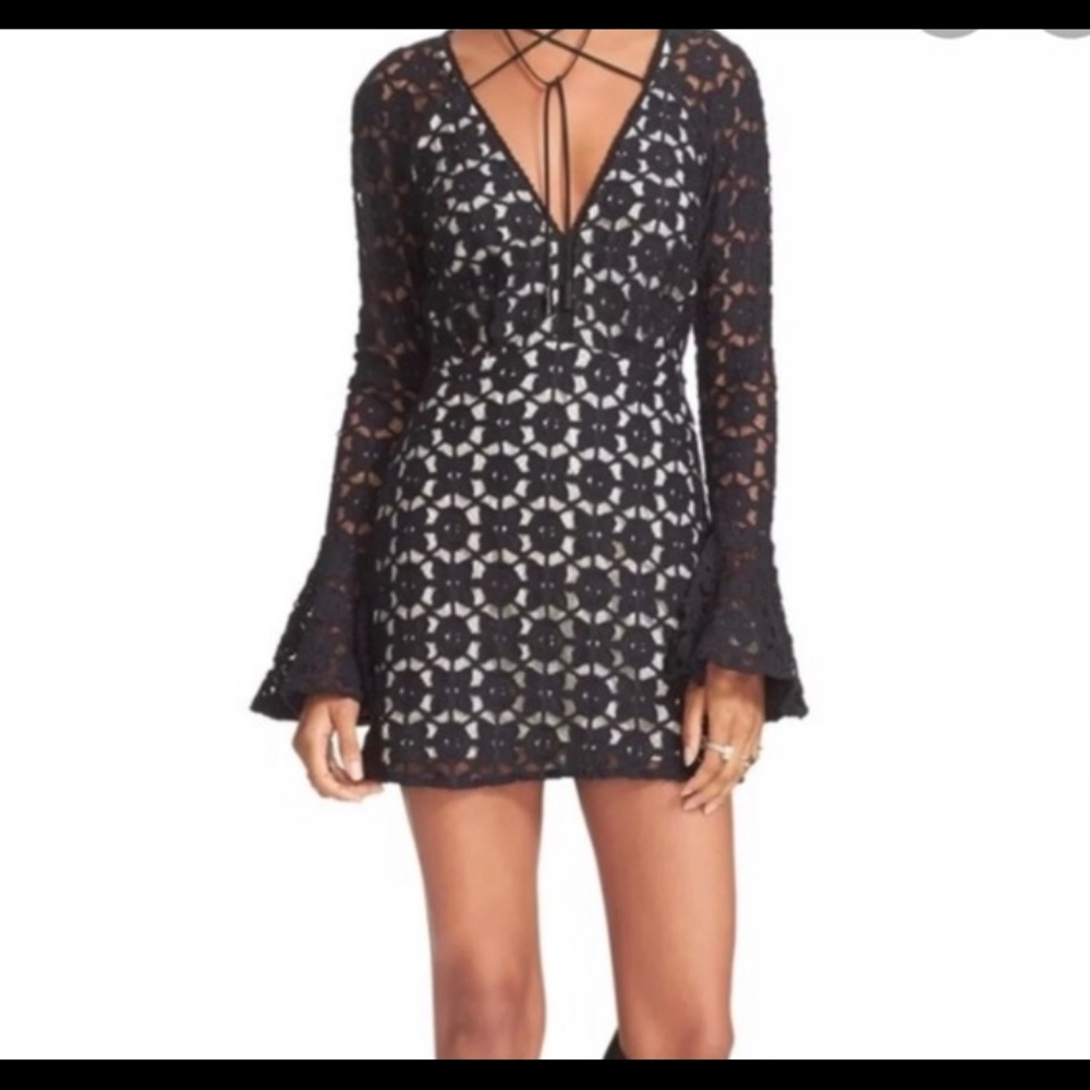 Free People Black Lace Mini Dress